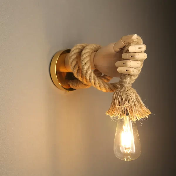 American Retro Mechanical Hand Wall Lamp – Vintage Industrial Decor for Restaurants & Living Rooms