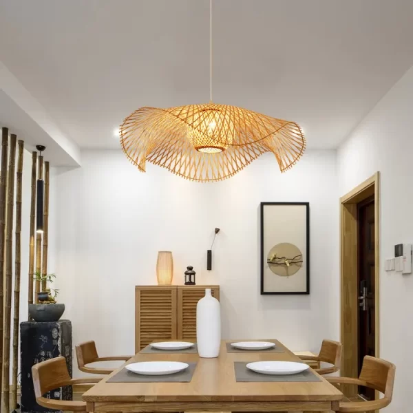 Modern Art Design Wooden Pendant Lamp Restaurant Decorative Light Hotel Hanging Lamp